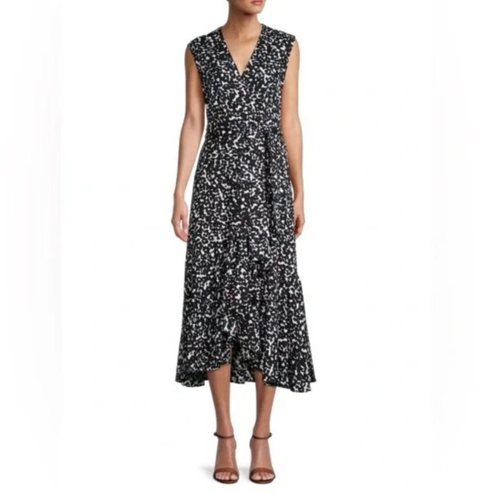 REBECCA TAYLOR Leopard Midi Wrap Dress Size 4 - Picture 1 of 7